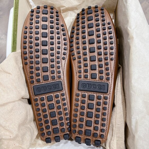 Gucci Supreme GG Interlocking Loafer Driving Shoes Mens Brown UK 8 US 8.5 - Picture 12 of 15